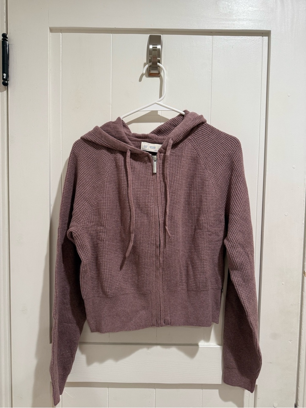Gap X Summer Fridays Mauve Waffle Knit Zip Hoodie **NWT**